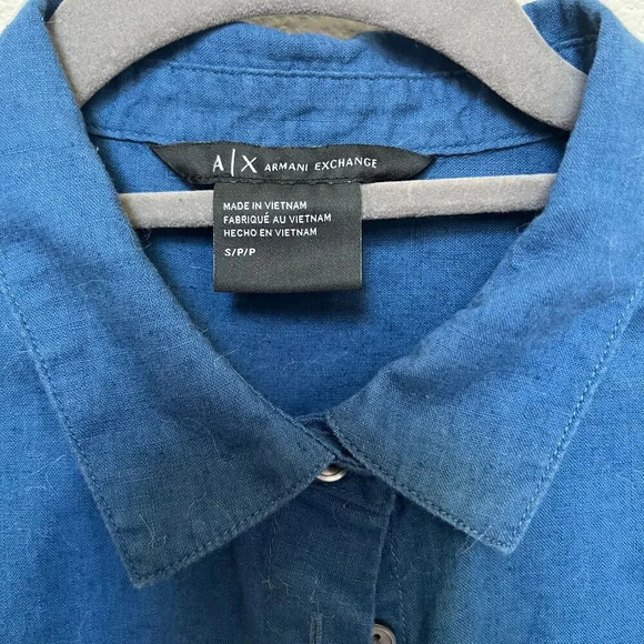 Armani Exchange Women's Linen Blend Button Up Blue Size Small - Picture 4 of 5
